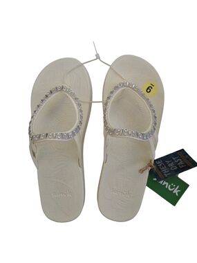 White Sanuk Sunshine Gem Sandals Rhinestone Durable Platform